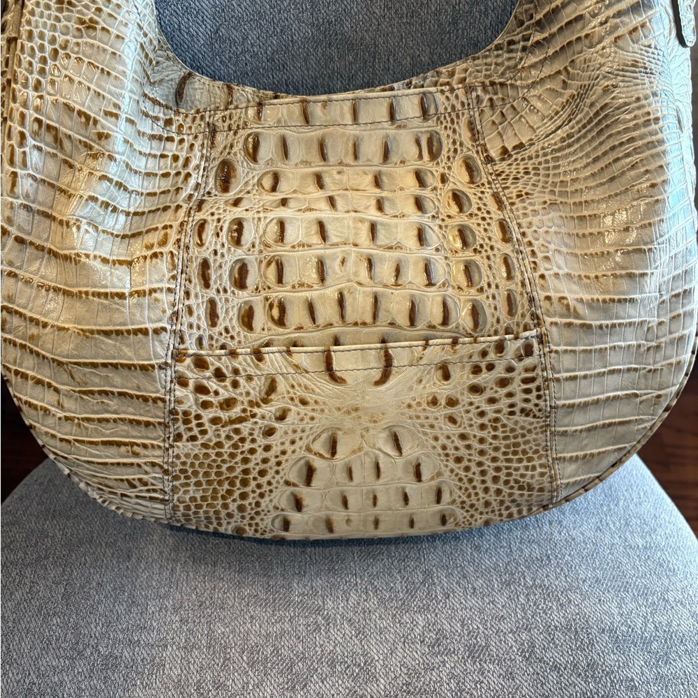 Brahmin Cream Croc-Embossed Hobo Bag - Picture 2 of 5